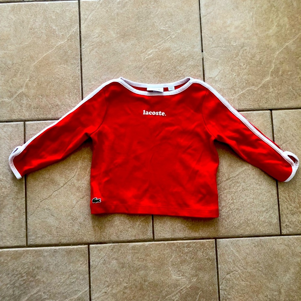 Lacoste Girls Long Sleeve Red 3T Shirt (ONLY WORN ONCE)